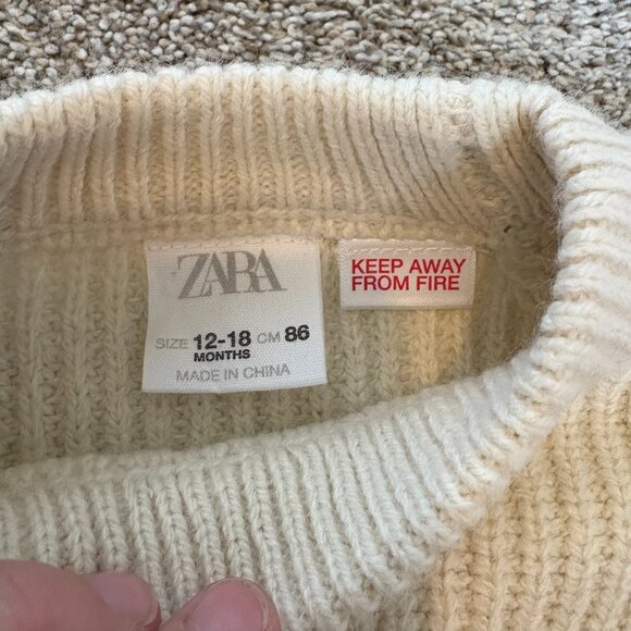 Zara Kids Baby Knit Sweater size 12-18 Months Cream - Picture 6 of 8